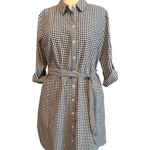 Vineyard Vines Target Gingham Button-Up Shirt Dress with Belt